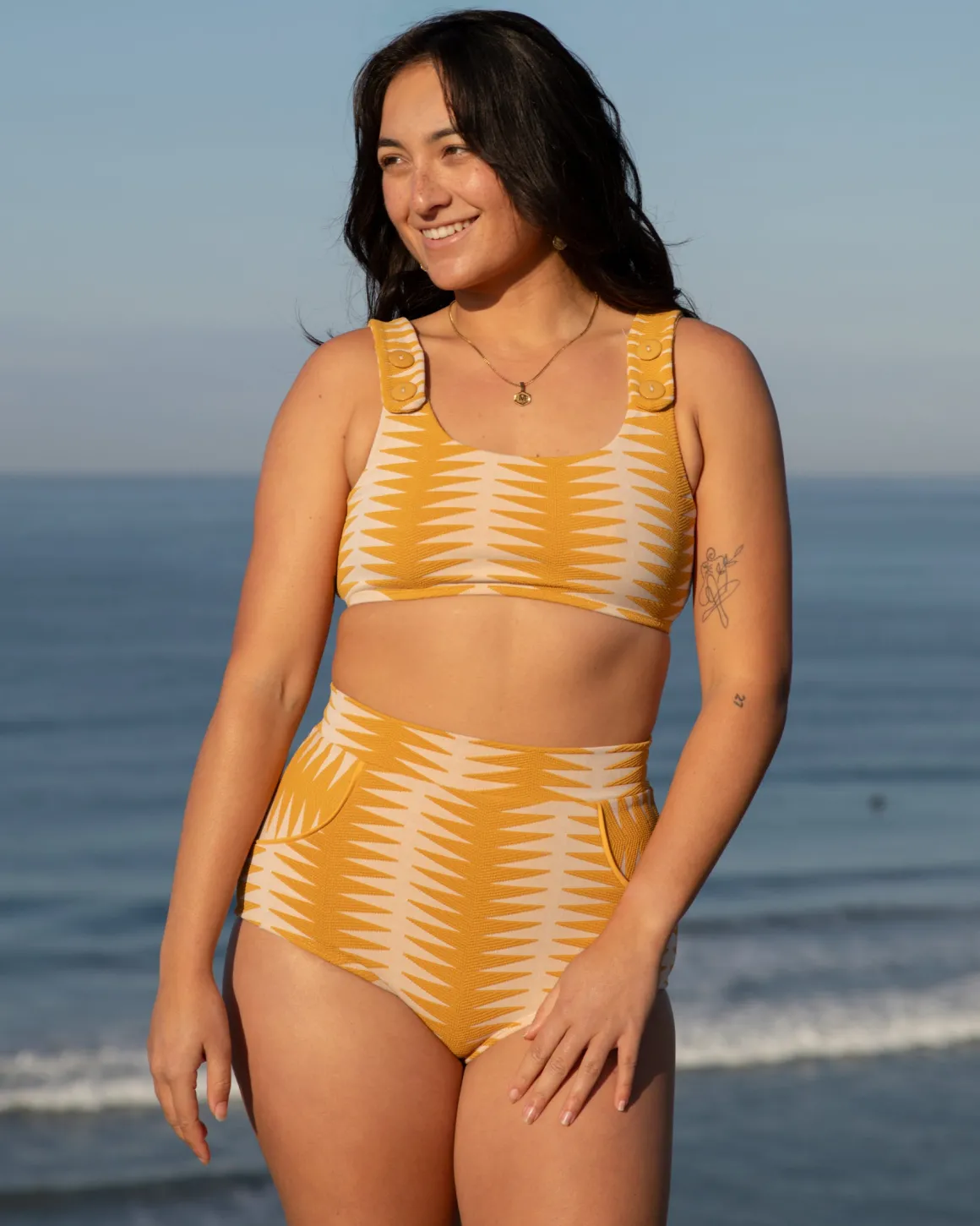 Georgia High Waist Bikini Bottom - Areia Gold
