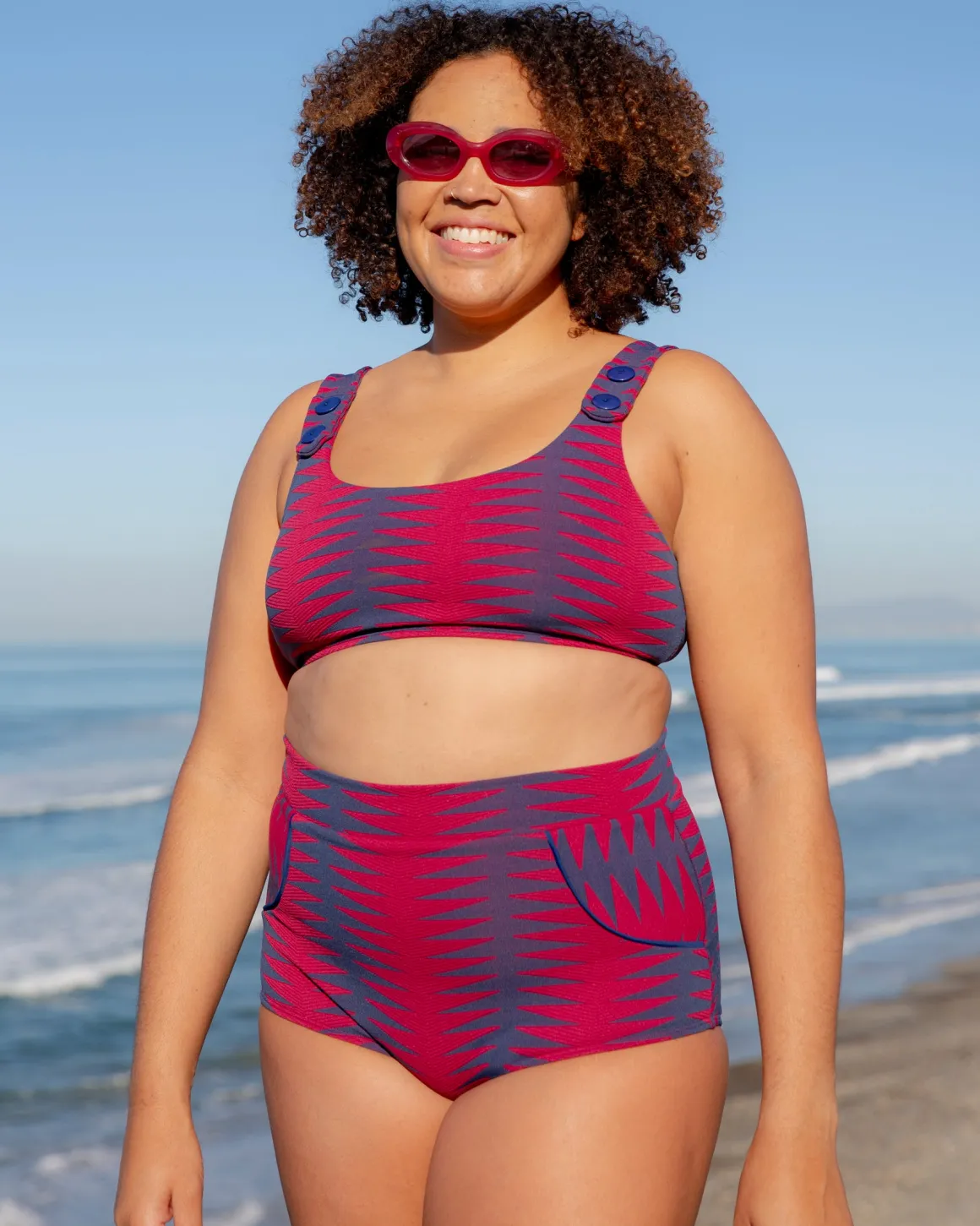 Georgia High Waist Bikini Bottom - Night Plum