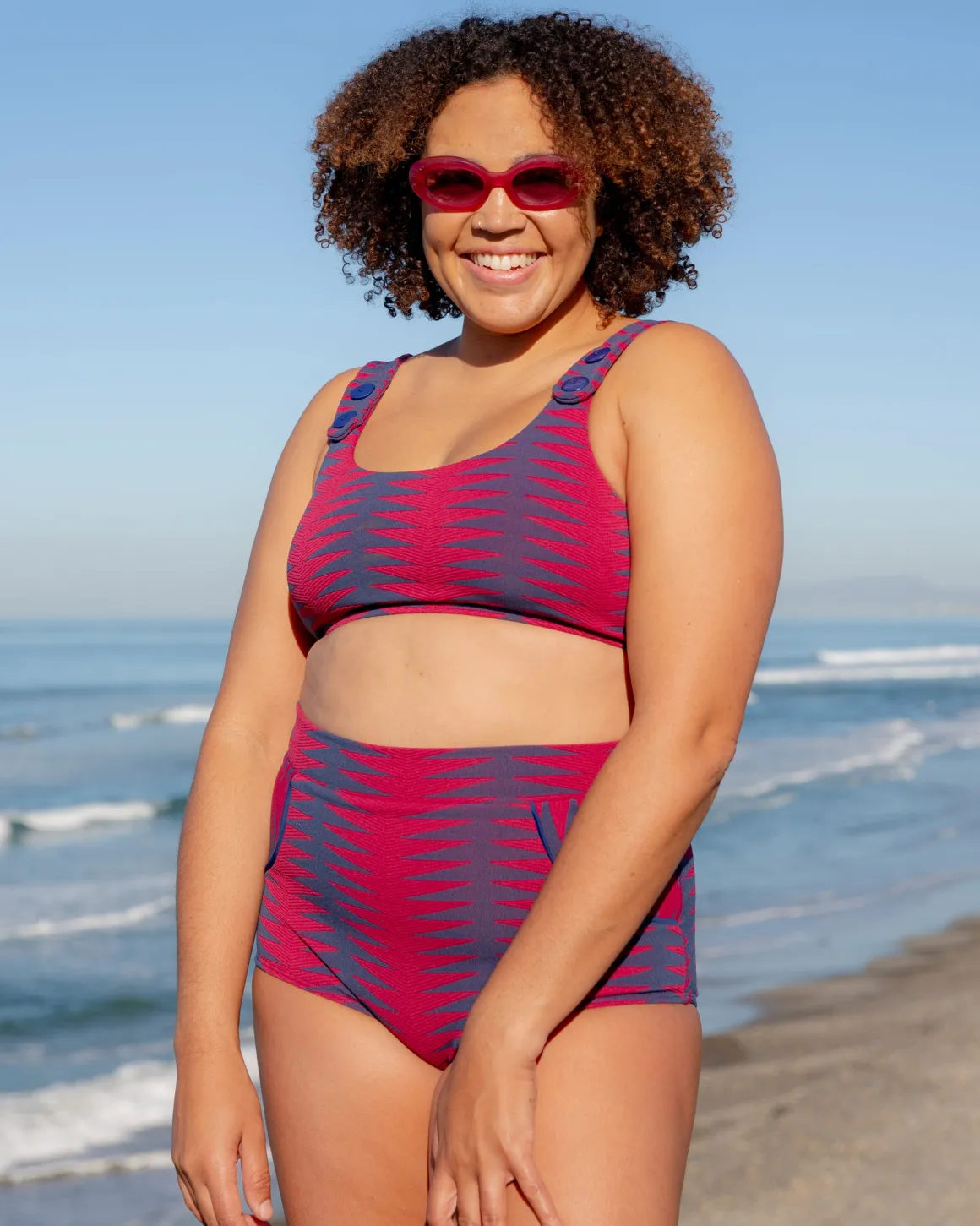 Georgia High Waist Bikini Bottom - Night Plum