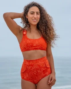 Georgia High Waist Bikini Bottom - Mandarina