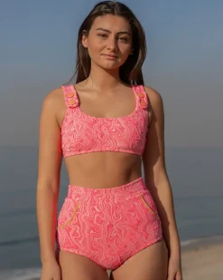 Georgia High Waist Bikini Bottom - Pink Glow