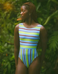 Pacific One Piece - Aqua Stripe